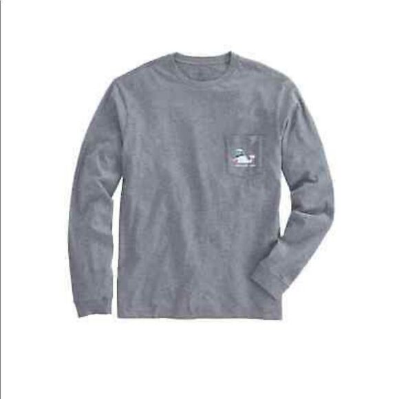 Vineyard Vines Long-Sleeve Snowman Whale 2016 Pocket T-Shirt - Size Small - Picture 6 of 7